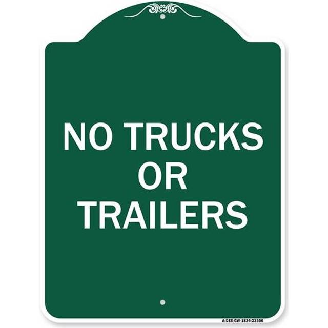 SignMission A-DES-GW-1824-23556 18 x 24 in. Designer Series Sign - No Trucks or Trailers, Green & White
