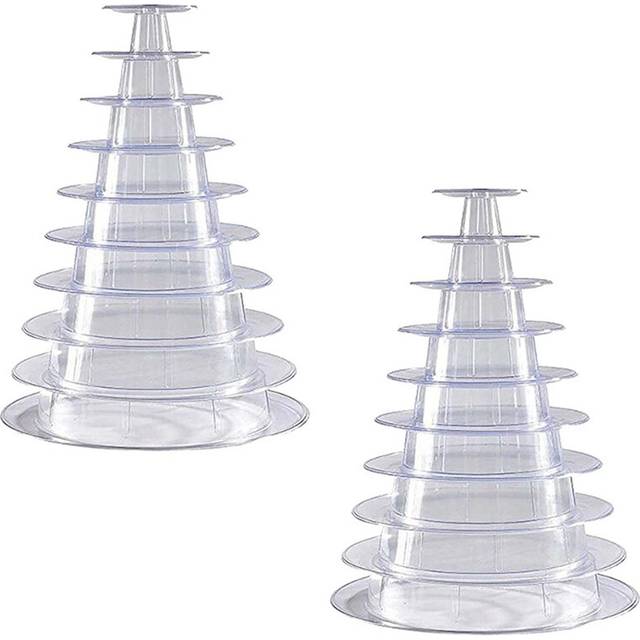 2X 10 Tier Cupcake Holder Stand Round Macaron Tower Stand Clear Cake Display Rack for Wedding Birthday Party Decor