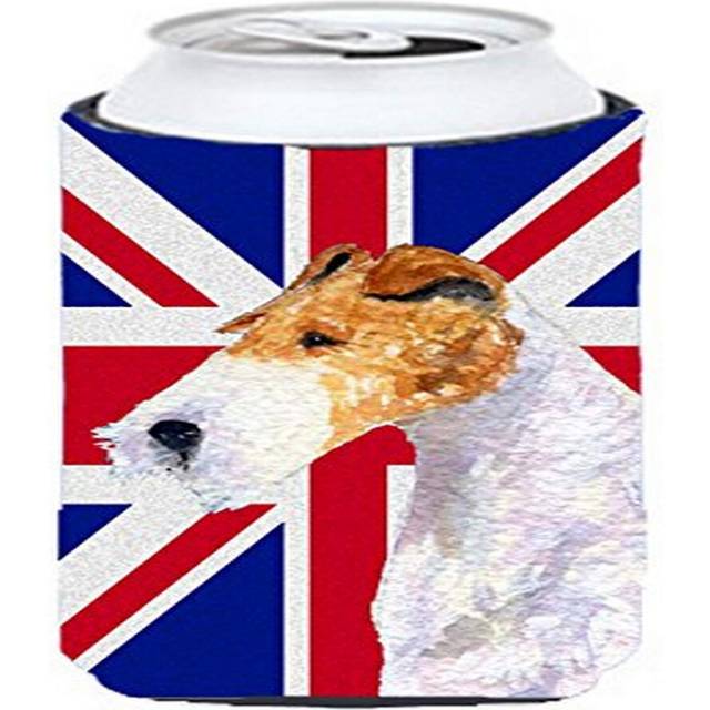 Caroline's Treasures SS4920TBC Fox Terrier with English Union Jack British Flag Tall Boy Hugger Can Cooler Sleeve Hugger Machine Washable Drink Sleeve