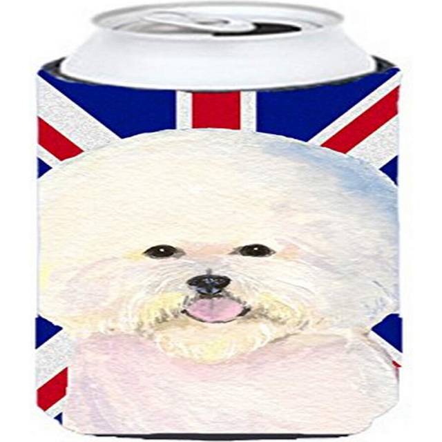 Caroline's Treasures SS4968TBC Bichon Frise with English Union Jack British Flag Tall Boy Hugger Can Cooler Sleeve Hugger Machine Washable Drink Sleev