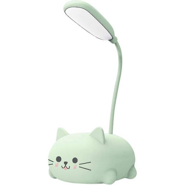 (Green, One size) Desk Lamp For Children, Cute Cat Led Table Lamp With Flexible Arm, Usb Rechargeable Table Lamp, Eye Protection, Reading Lamp, Cartoo
