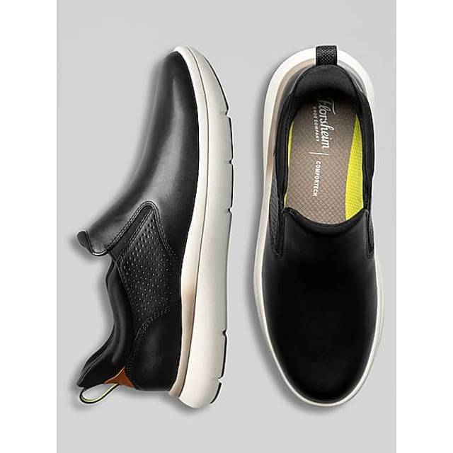 Florsheim Men's Fleet Plain Toe Slip-On Sneakers Black/White - Size: 9 WIDE