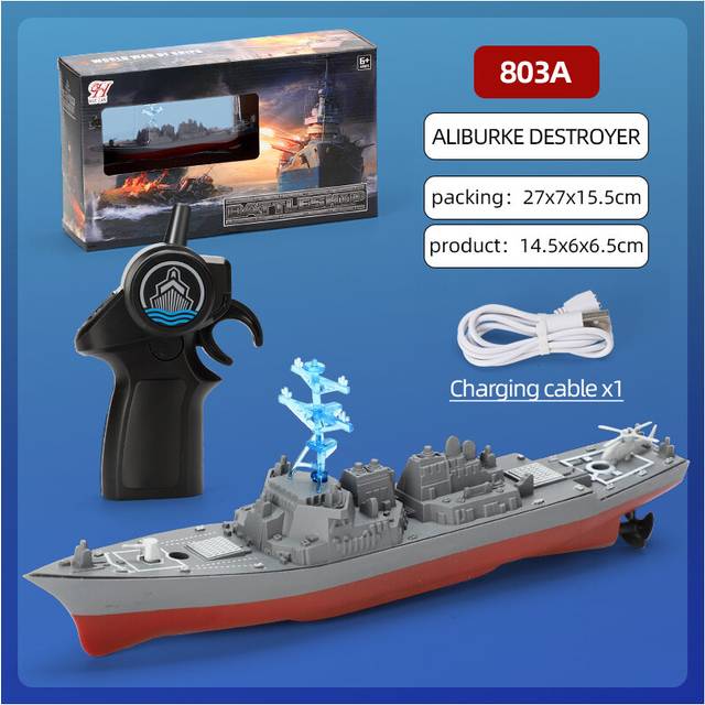 (803D) 2.4G RC Boat High-Speed Remote Control Ship Simulation Warship Model Toy Mini Battleship Kids Toys for