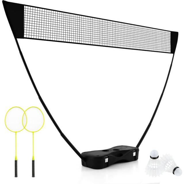 Portable Badminton Net Set All-In-One Badminton Set With Storage Base-Black