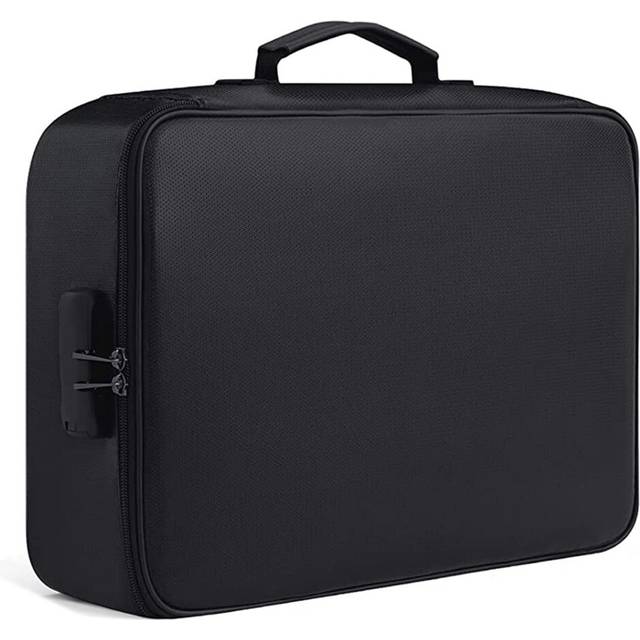 Fireproof Document Bag with Lock Money Safety Organizer Zipper Closure Storage Pouch Pocket with 10 black