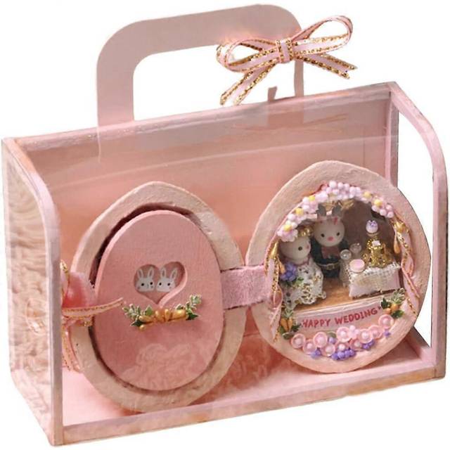 (Colour, One size) Miniature Walnut Dollhouse Kit 3D Wooden Puzzle Kids Craft Dolls House  Fairy Tale Scenes Mini Houses Build Kit Gift Birthday Chris