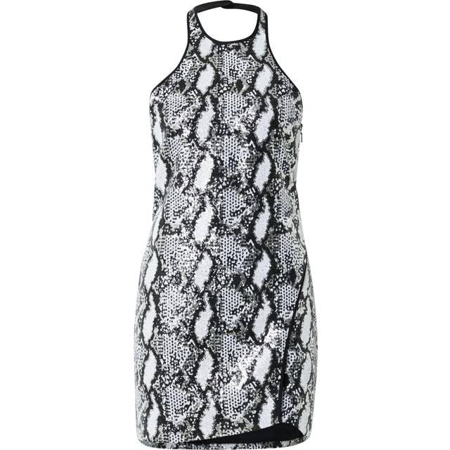 Allany Sequined Halter Mini Dress - BLACKWHITESILVER - 40 FR (8 US)