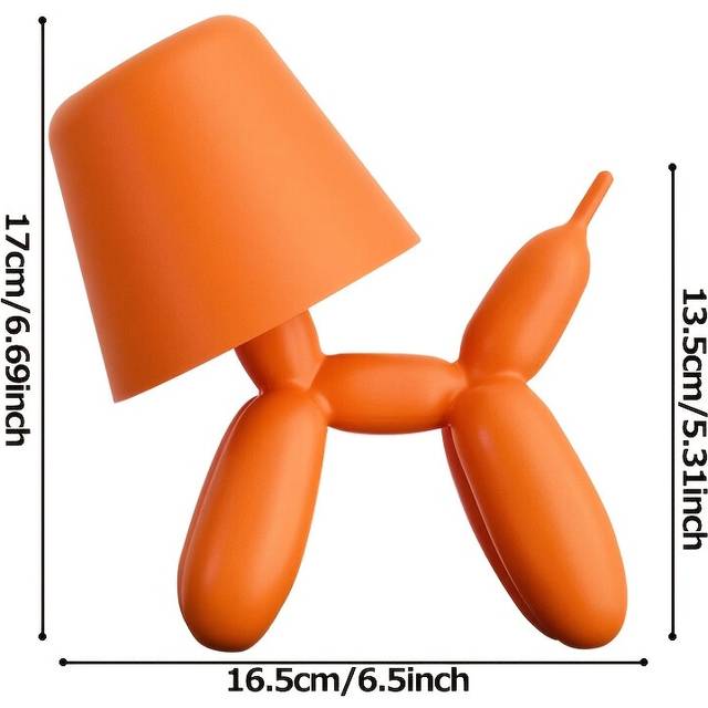 (Orange) Creative Romantic Colorful Balloon Dog Table Lamp with Touch Switch, Three-color Light
