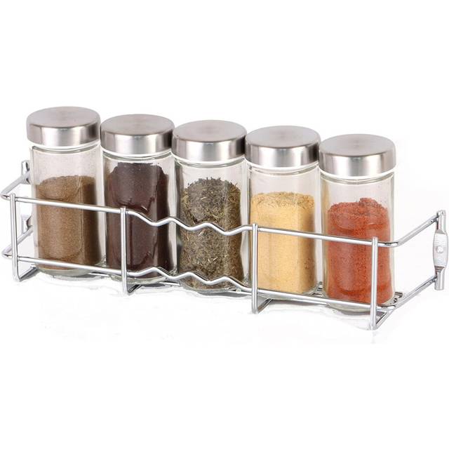 Buckingham 1 Tier Cupboad Spice / Herb Jar Organising Rack , Width 28 Cm, Silver