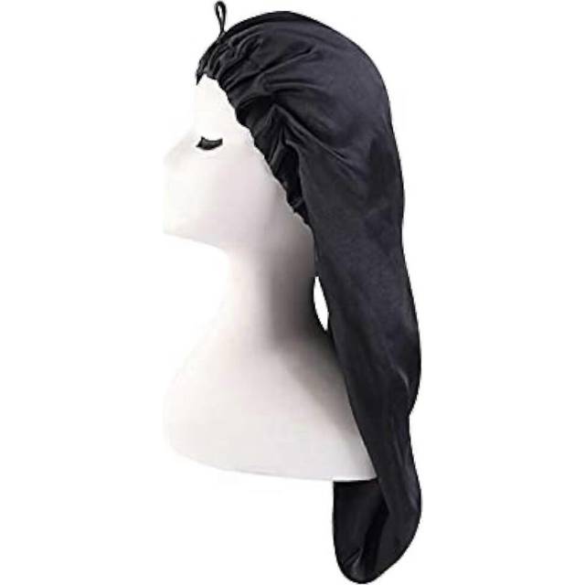 (As show, One size) 1 x Long Satin Hair Cap Breathable Sleep Cap Bonnet Silk Afro Silk Sleeping Cap Satin Hood Adjustable Sleeping Cap Night Hat Hair