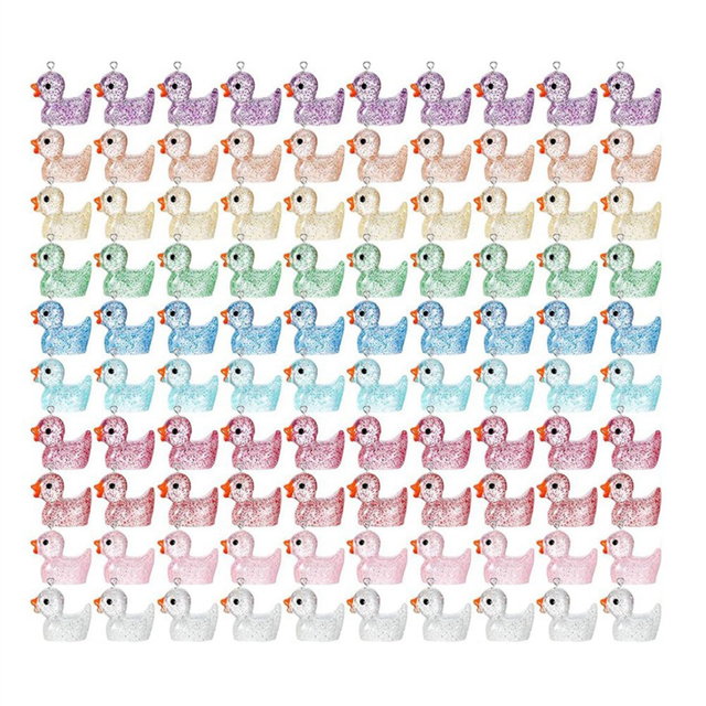 CNNOTEPAD Luminous Mini Resin Duck Charms Little Ducks DIY Chain Pendant 100PCS
