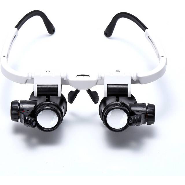 8x 15x 23x Double Eye Loupe Wearing Repair Jeweler Watch Clock Magnifier Illuminated Magnifying Glass with LED Light