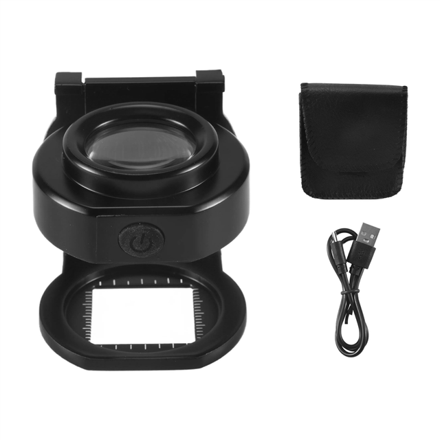 25X Loupe Magnifier with 6 Light, USB Three-Folding Desktop Portable Metal Eye Scale Sewing Magnifing Glass