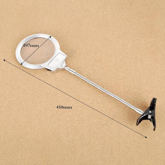 Pro Flexible Hands Free Magnifying Glass Desk Lamp Bright LED Lighted Magnifier with Clamp for white