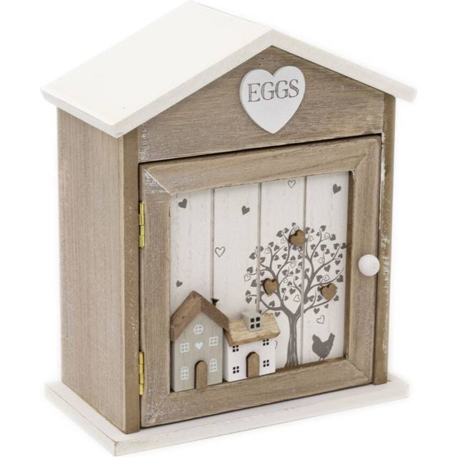 Shabby Chic Hearts & Houses Wooden Egg House | Egg Holder Egg Storage Egg 6 Eggs | Wooden Egg Rack House For Six Eggs Kitchen Egg Box