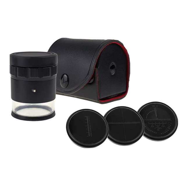 10X Loupe Magnifier, Jewelers 8 LED Light 4 Glass Scale Chart