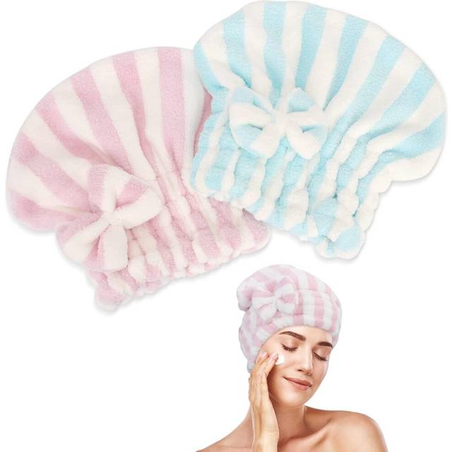2 Pack Microfiber Hair Drying Towels Super Absorbent Turban