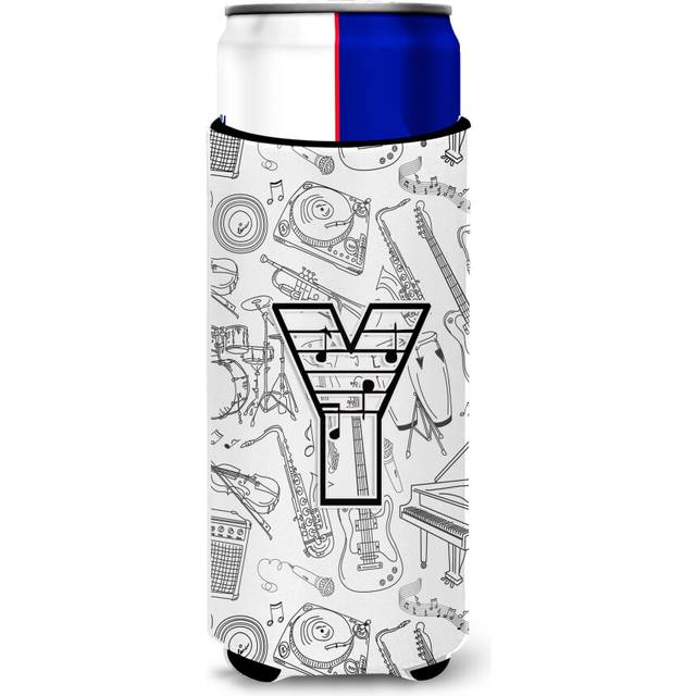 Caroline's Treasures CJ2007-YMUK Letter Y Musical Note Letters Ultra Hugger for Slim cans Can Cooler Sleeve Hugger Machine Washable Drink Sleeve Hugge