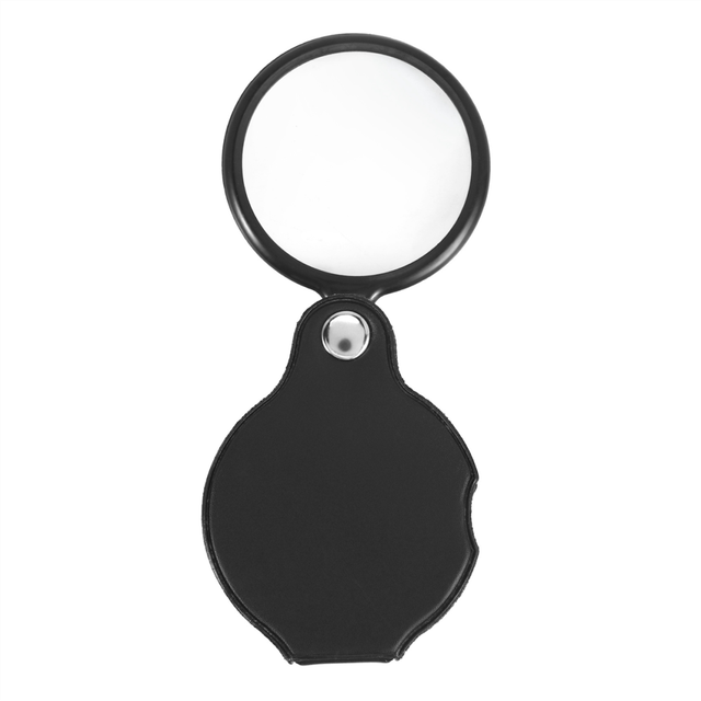 Folding Fold Away Pocket Magnifying Glass Magnifier Lens 3X Magnification Leather Case