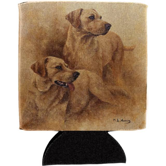 Caroline's Treasures HMHE0182CC Yellow Labs by Michael Herring Can or Bottle Hugger Cooler Washable Drink Sleeve Collapsible Beverage Insulated Holder