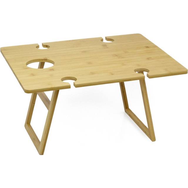 Bamboo Folding Wine and Snack Picnic Table | Outdoor Portable Wine & Cheese Camping Table | Perfect for Outdoor Gatherings - 48x38x25cm