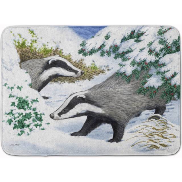 Caroline's Treasures Badgers in the snow Floor Mat  19 x 27  Multicolor
