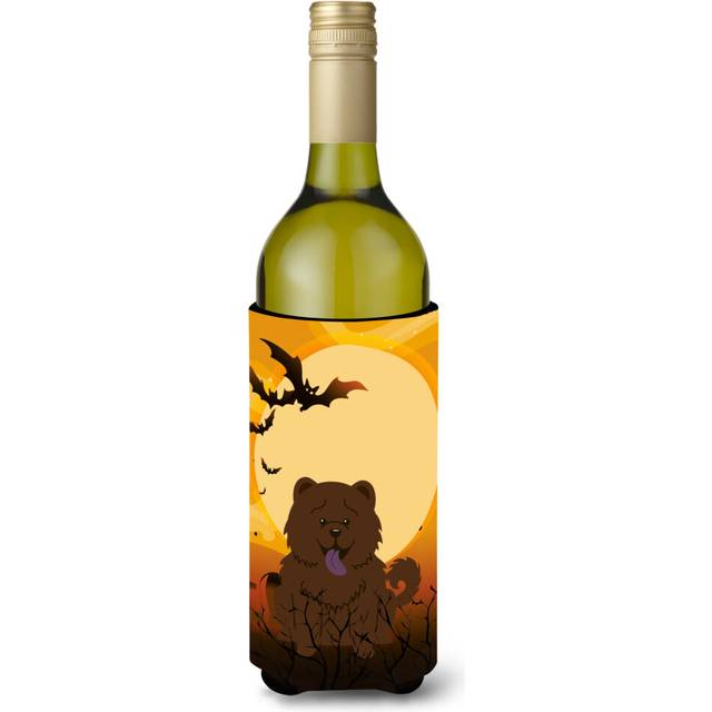 Caroline's Treasures BB4407LITERK Halloween Chow Chow Chocolate Wine Bottle Beverage Insulator Hugger  750ml  Multicolor