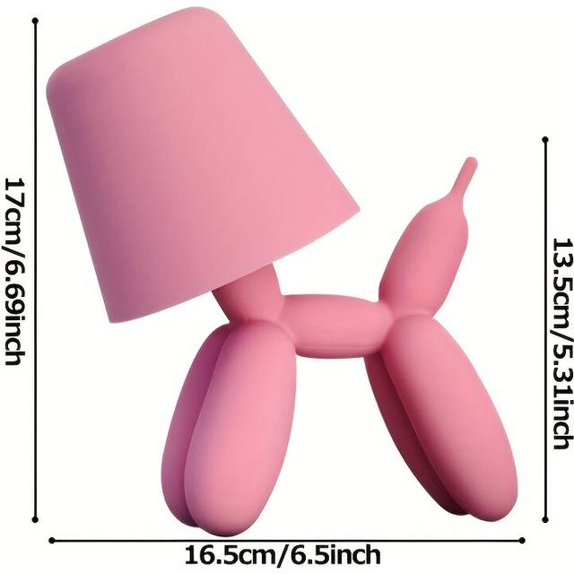 (Pink) Creative Romantic Colorful Balloon Dog Table Lamp with Touch Switch, Three-color Light