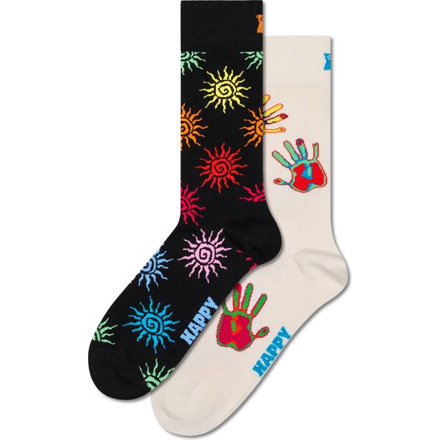 Green 2-Pack Summer Swirl Socks Gift Set - Green, Yellow, Orange, Pink, Red, Purple, Light Blue - 41-46