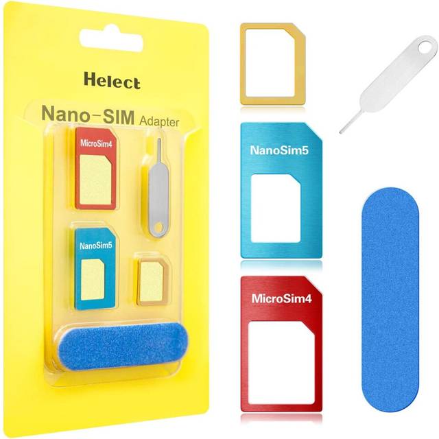Helect SIM Card Adapter, 5-in-1 Nano & Micro SIM Card Adapter, Kit Converter with Polish Chip and Eject Ne