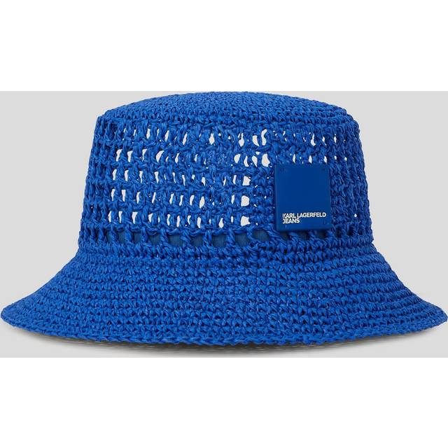 Karl Lagerfeld, Box Logo Raffia Bucket Hat, Woman, KLJ Blue, Size: One size - Klj Blue