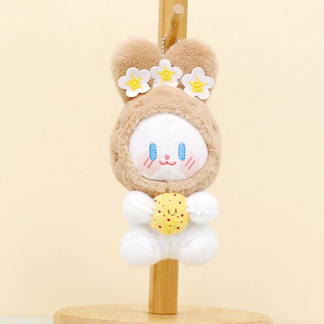 (Potato Rabbit) Charming Potato Bunny Plush Keychain Short Fur Soft Keyring Cute Bag Ornament