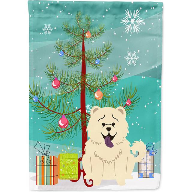 Caroline's Treasures BB4265CHF Merry Christmas Tree Chow Chow White Canvas House Size Flag  Large  Multicolor