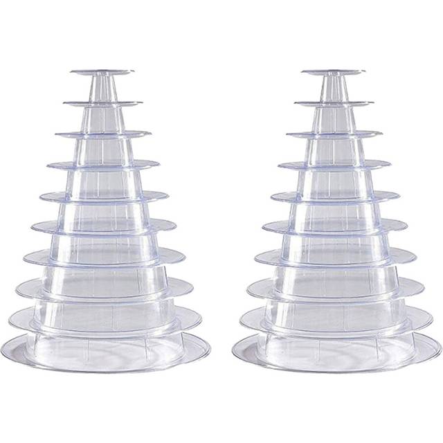 2X 10 Tier Cupcake Holder Stand,Round Macaron Tower Stand,Clear Cake Display Rack for Wedding Birthday Party Decor