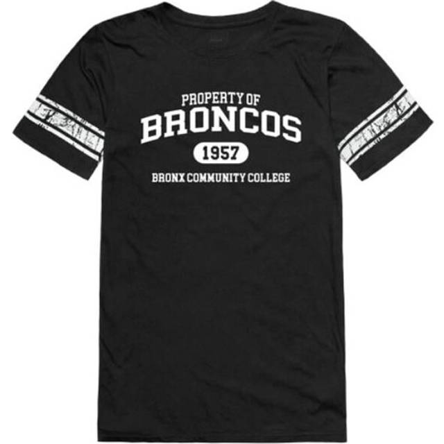 W Republic 533-621-BLK-01 Bronx Community College Broncos Women Property Football T-Shirt, Black - Small
