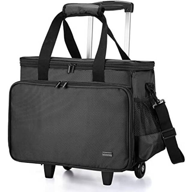 Sewing Machine Trolley Bag with Removable Pad, Rolling Sewing Machine Bag, Trolley Case for Sewing Machine and Extra Sewing Accessories, Black