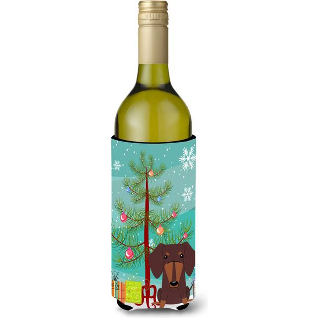 Caroline's Treasures BB4256LITERK Merry Christmas Tree Dachshund Chocolate Wine Bottle Beverage Insulator Hugger  750ml  Multicolor