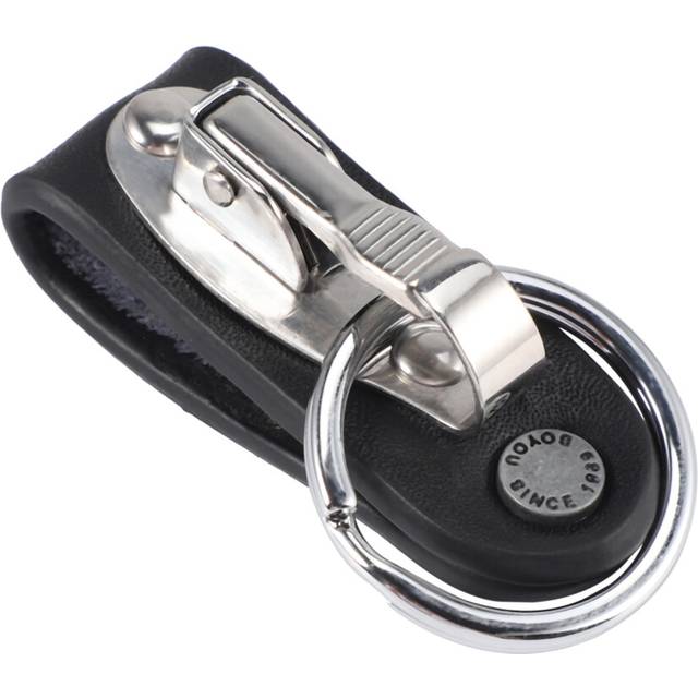 Stainless Steel Keyring Design Faux Leather Belt Loop Key Chain