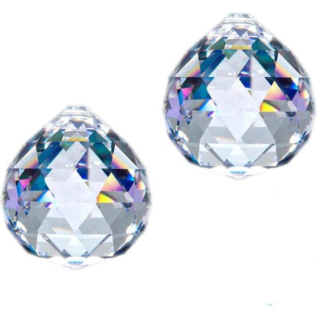 Clear Glass Crystal Ball Prism Pendant 40mm Pack of 2