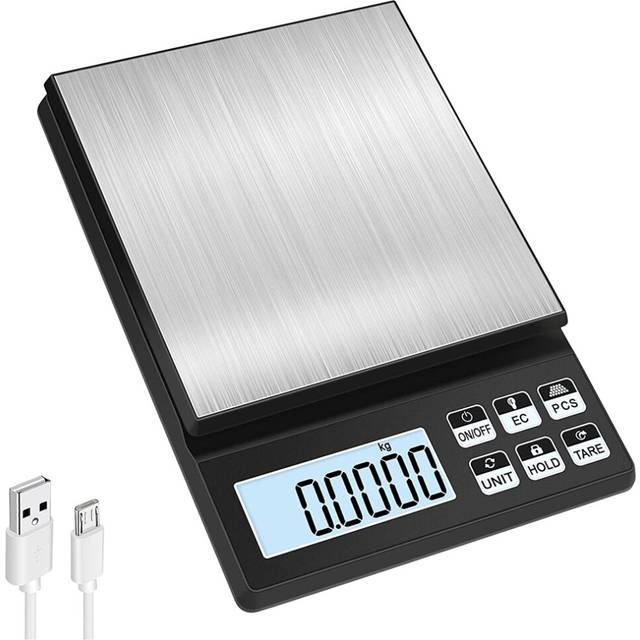 Digital Kitchen Scale,5Kg/0.01G Rechargeable ,High Precision Weighing Scales with LCD Display