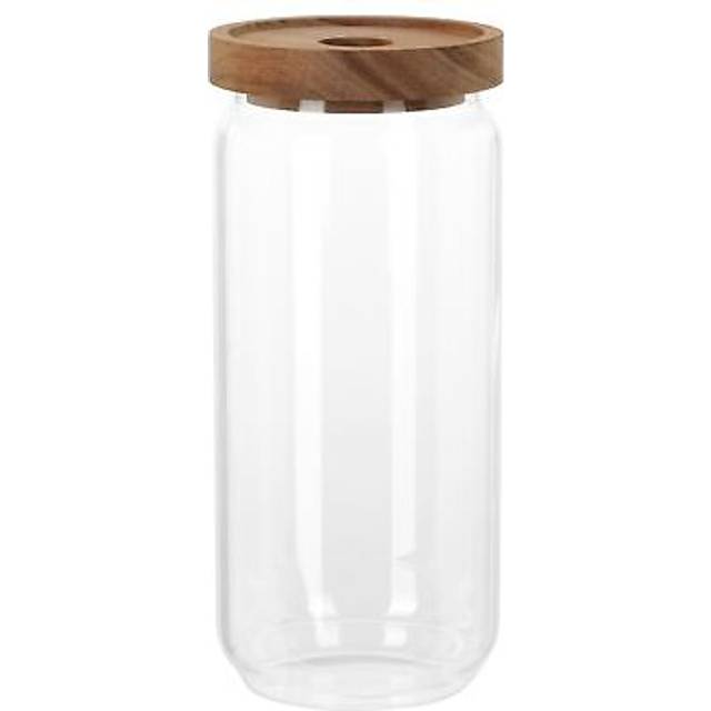 Airtight Glass Food Storage Container with Wooden Lid | Kitchen Jar - 1000ml