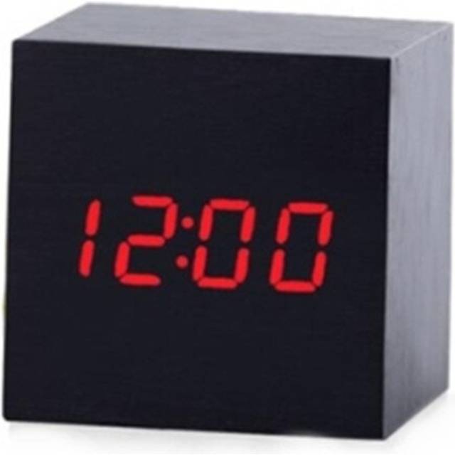 Multicolor Sounds Control Wooden Clock Modern Digital LED Desk Alarm Clock Thermometer Timer Black Red
