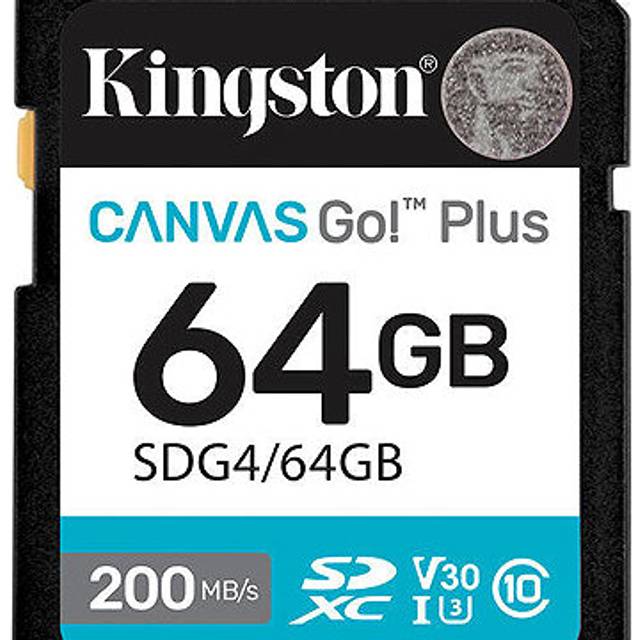 Kingston Canvas Go! Plus - Flash-minneskort - 64 GB - Video Class V30 / UHS-I U3 / Class10 - SDXC UHS-I