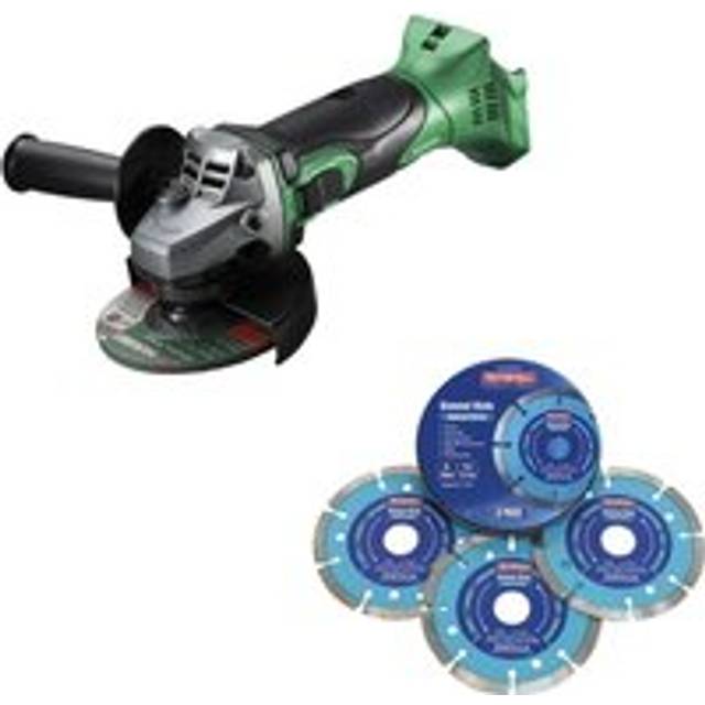 Hikoki - Cordless Angle Grinder 115mm 18V Hi Torque + X3 Diamond Blades G18DSL2W4Z