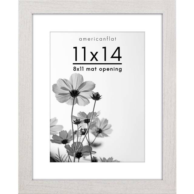 Americanflat 11x14 Picture Frame with Shatter-Resistant Glass - Use as 8x11 Frame with Mat or 11x14 Frame Without Mat - Hudson Collection - Wide Photo