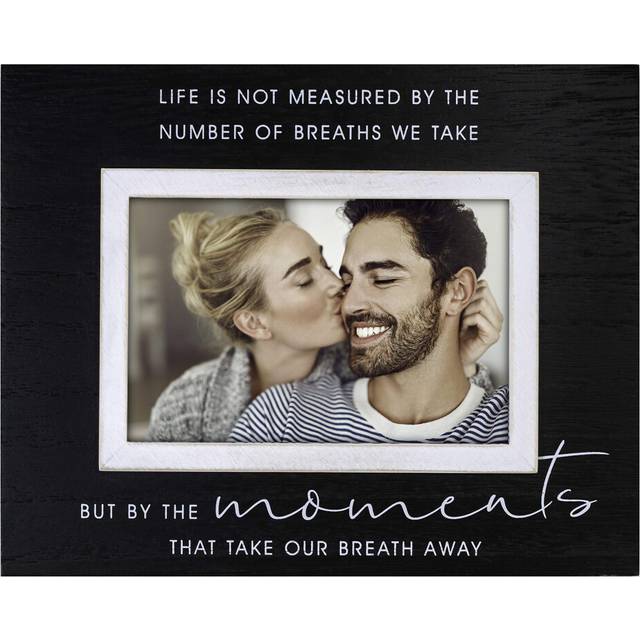 Malden International Designs 4x6 Moments Script Black Frame with Raised White Inner Wood Moulding
