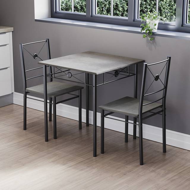 (Concrete Grey) Roslyn 2 Seater Wood Metal Home Kitchen Dining Set
