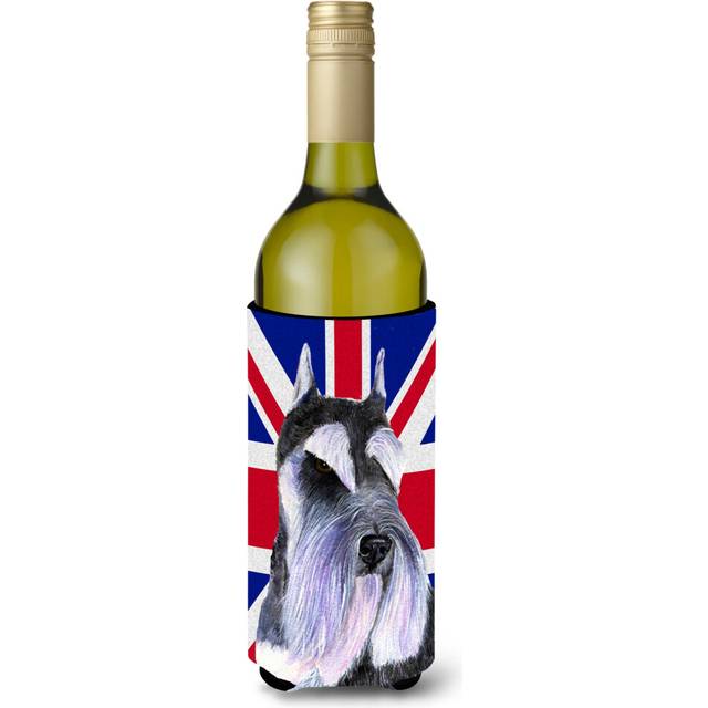 Schnauzer with English Union Jack British Flag Wine Bottle Beverage Insulator Hugger SS4919LITERK