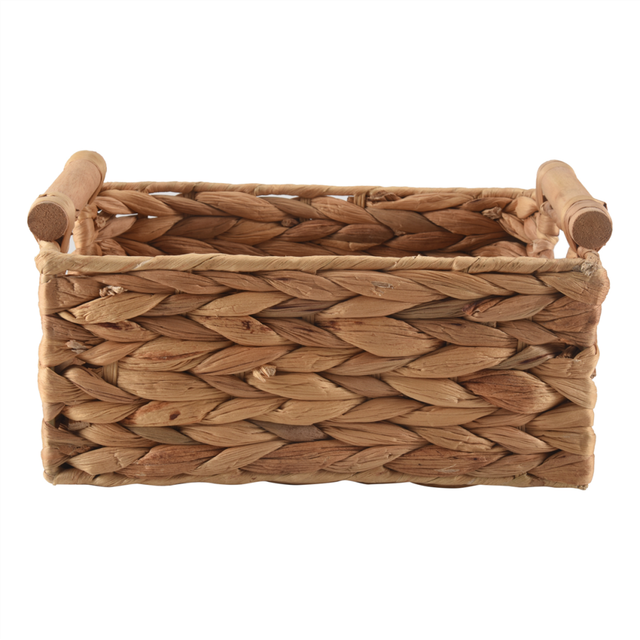 Small Wicker Baskets for Organizing Bathroom, Hyacinth Storage, Storage Basket with Wooden Handle