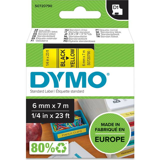 Dymo S0720790 | 43618 | svart text - gul tejp | 6mm (original)